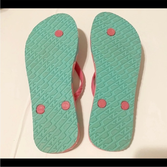 Vineyard Vines flip flops big floral tropical print pink green size 5 - Picture 6 of 6